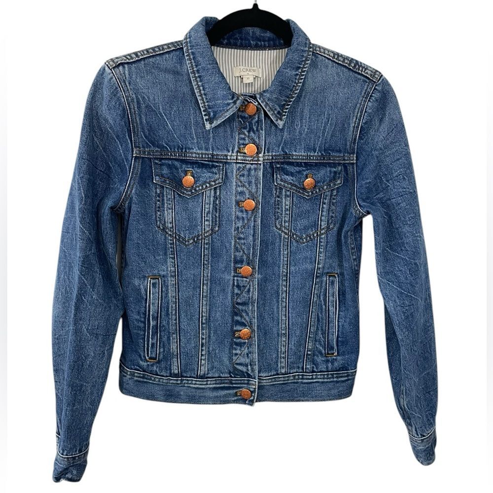 J. Crew Medium Wash Jean Jacket‎ Size XS G7058 Preppy Denim Coat
